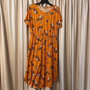 Size XL, orange floral and polka dot